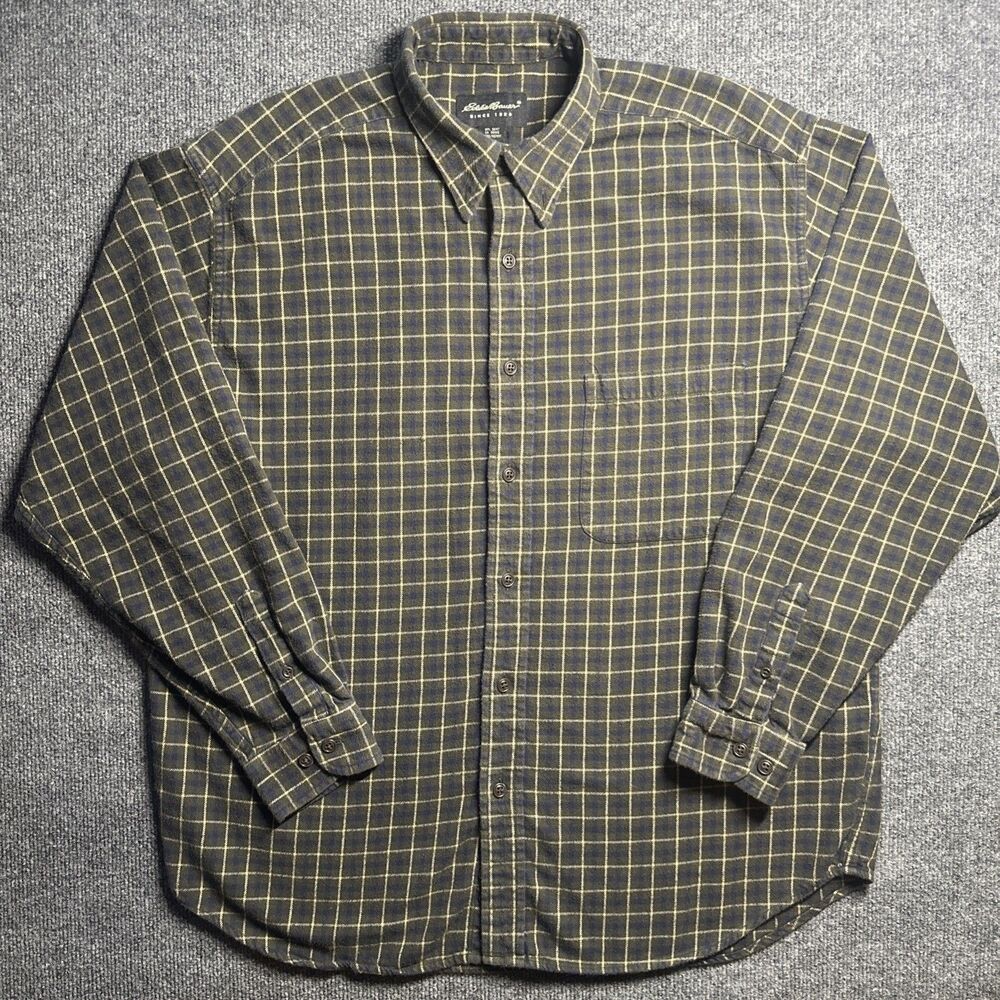 EDDIE BAUER Vintage 90s Bainbridge Flannel Shirt Mens Sz Large Plaid Long Sleeve